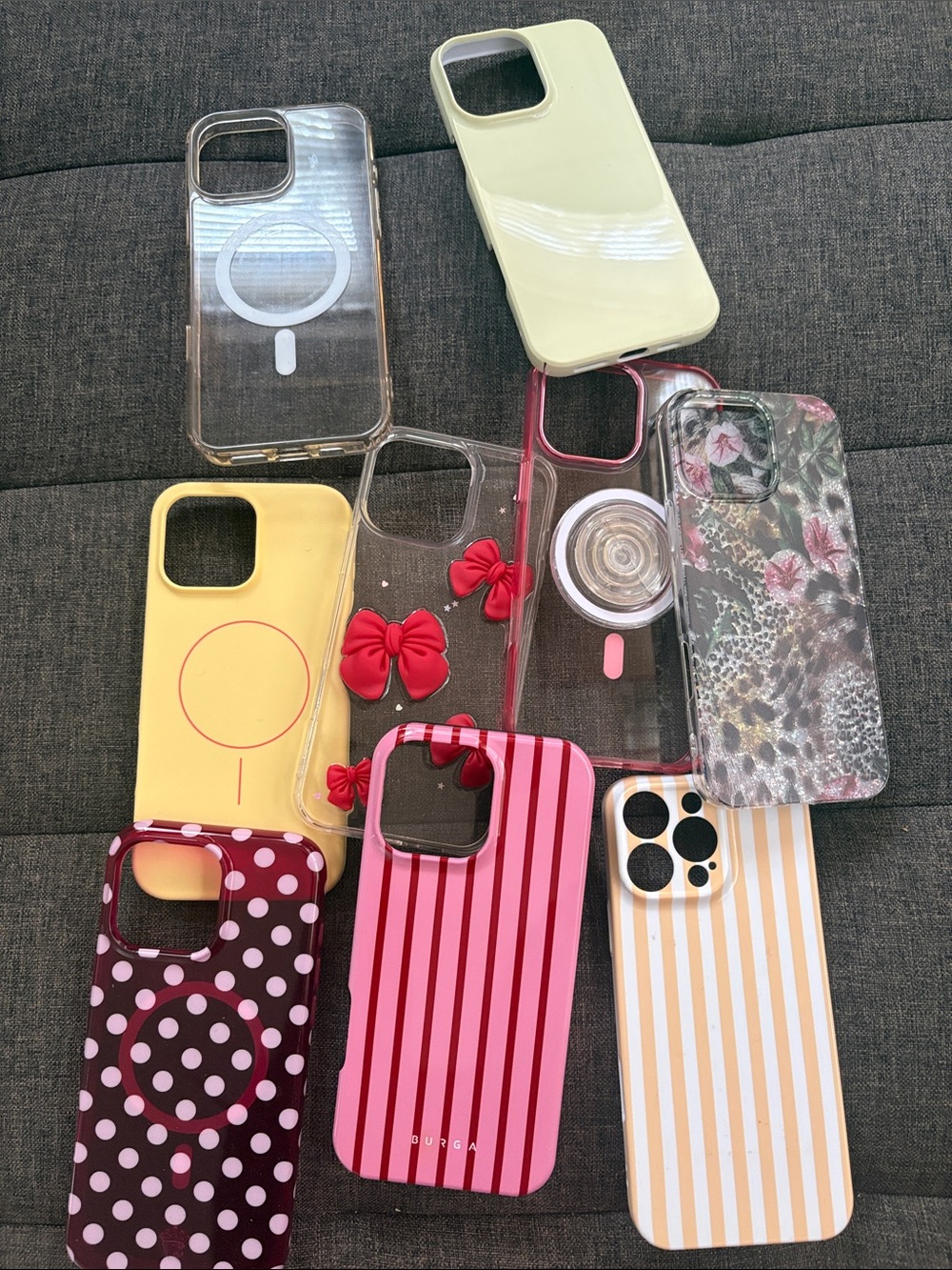 Bundle of 16 Pro Max Cases Pink Striped & Polka Dot Clear Decorative